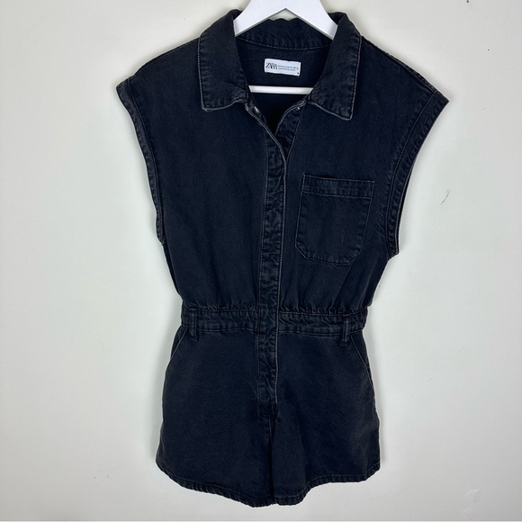 Zara Black Denim Romper - Picture 3 of 13